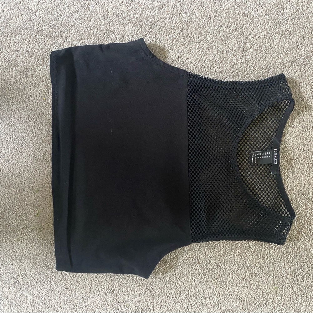 Black Mesh Crop Top